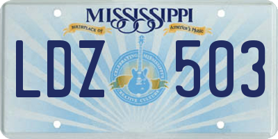MS license plate LDZ503