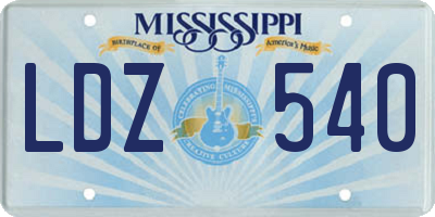 MS license plate LDZ540