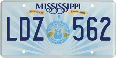 MS license plate LDZ562
