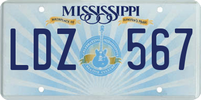 MS license plate LDZ567