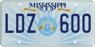 MS license plate LDZ600
