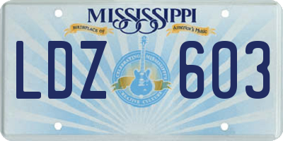 MS license plate LDZ603