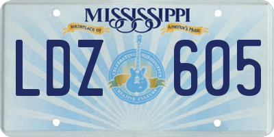 MS license plate LDZ605