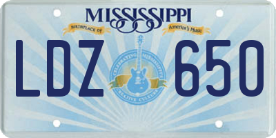 MS license plate LDZ650