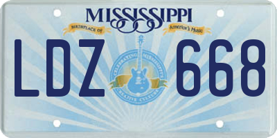 MS license plate LDZ668
