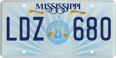 MS license plate LDZ680