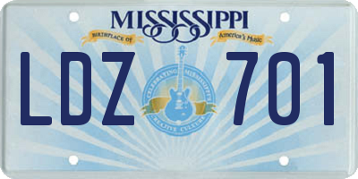 MS license plate LDZ701