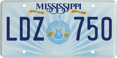 MS license plate LDZ750