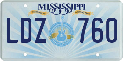 MS license plate LDZ760