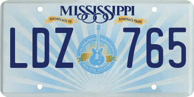 MS license plate LDZ765