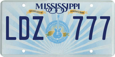MS license plate LDZ777