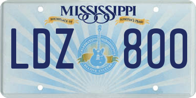 MS license plate LDZ800