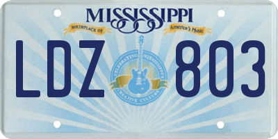 MS license plate LDZ803