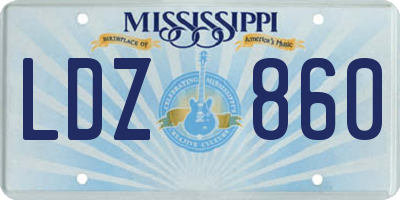 MS license plate LDZ860
