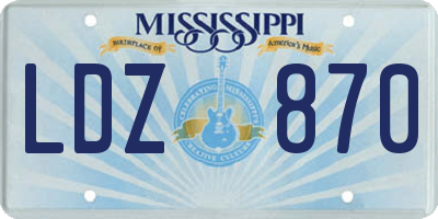 MS license plate LDZ870