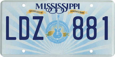 MS license plate LDZ881