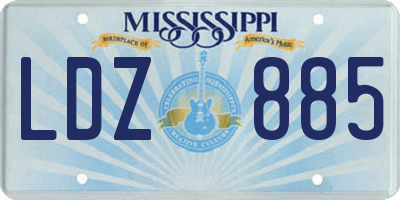 MS license plate LDZ885