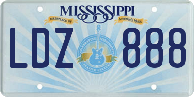 MS license plate LDZ888