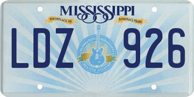 MS license plate LDZ926