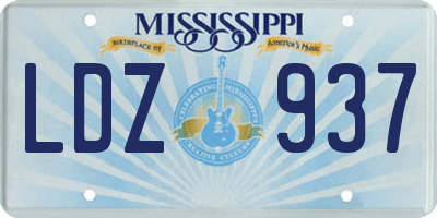 MS license plate LDZ937