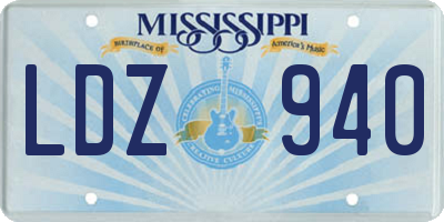 MS license plate LDZ940