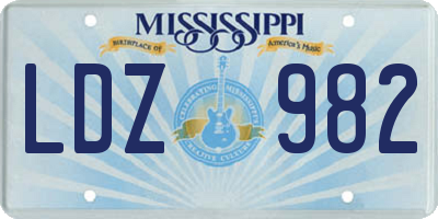 MS license plate LDZ982