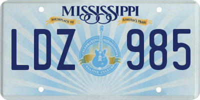 MS license plate LDZ985