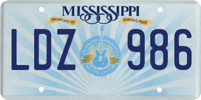 MS license plate LDZ986