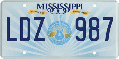 MS license plate LDZ987