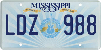 MS license plate LDZ988