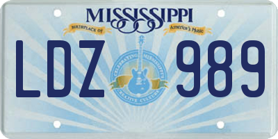 MS license plate LDZ989
