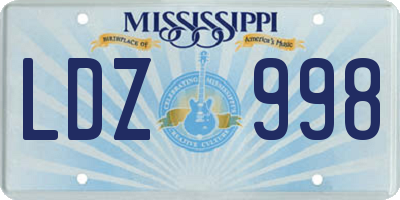 MS license plate LDZ998