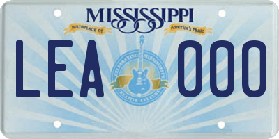 MS license plate LEA000
