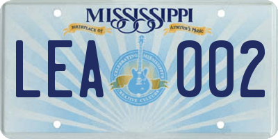 MS license plate LEA002