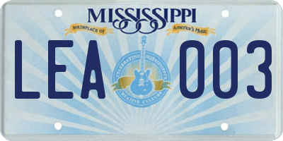 MS license plate LEA003