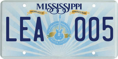 MS license plate LEA005