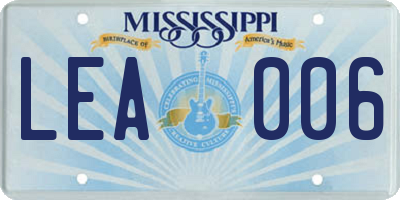 MS license plate LEA006