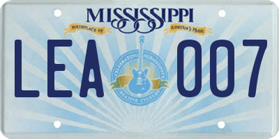 MS license plate LEA007