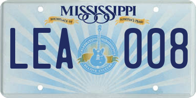 MS license plate LEA008