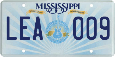 MS license plate LEA009