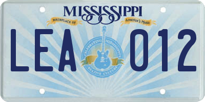 MS license plate LEA012