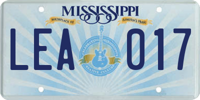MS license plate LEA017