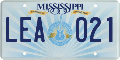 MS license plate LEA021