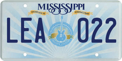 MS license plate LEA022
