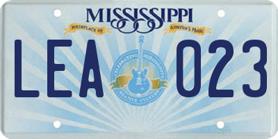 MS license plate LEA023