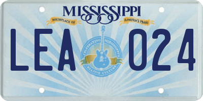 MS license plate LEA024