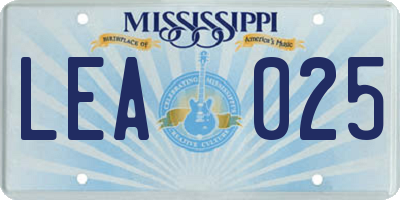MS license plate LEA025