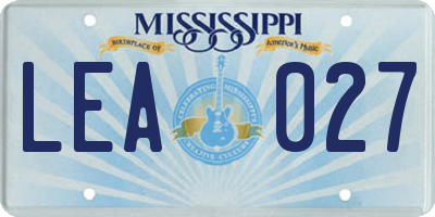 MS license plate LEA027