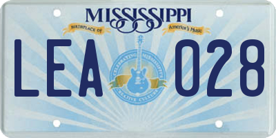 MS license plate LEA028