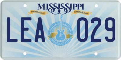 MS license plate LEA029